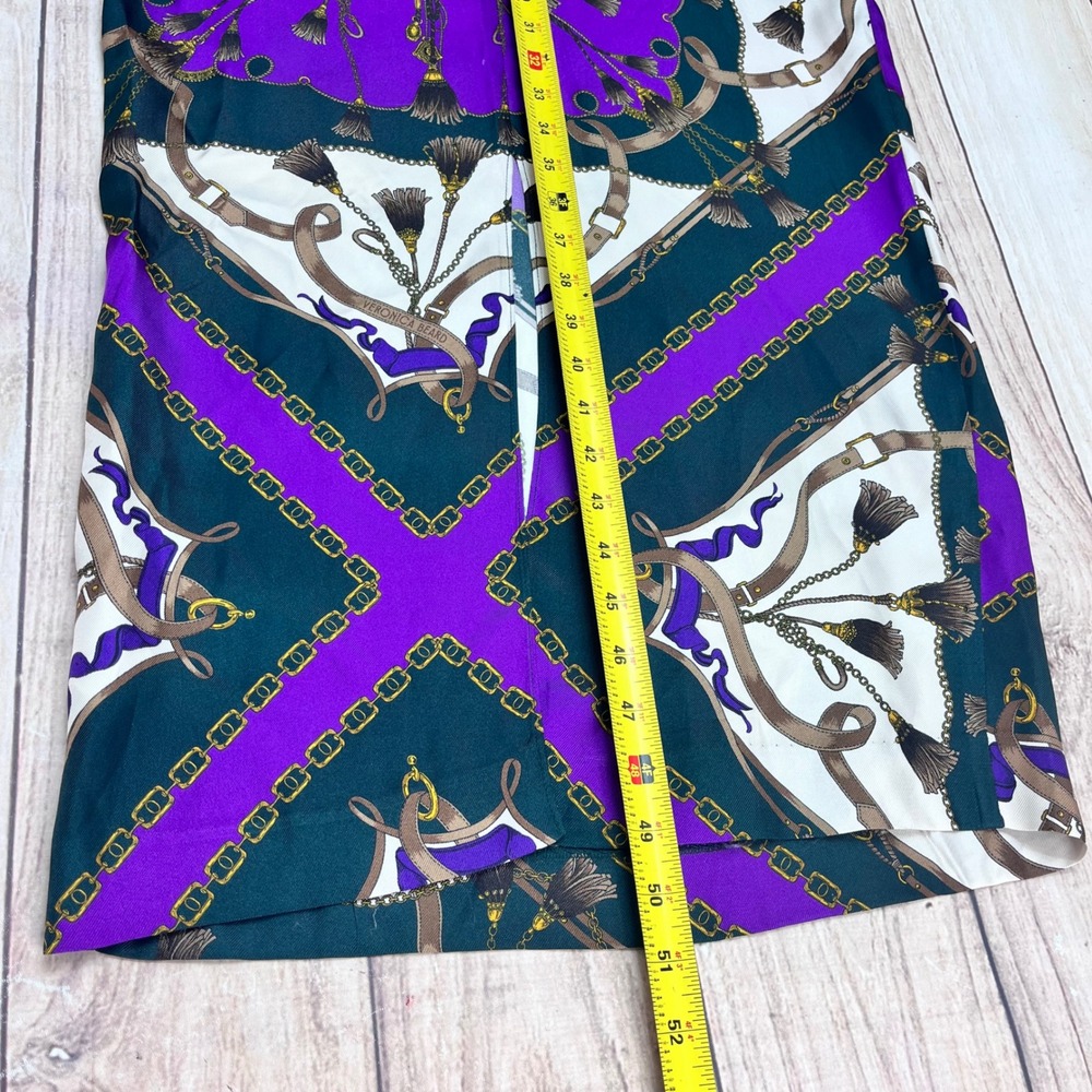 Veronica Beard Silk Blend Strapless Maxi Dress Chain Scarf Print Purple Green 4 - Picture 10 of 10